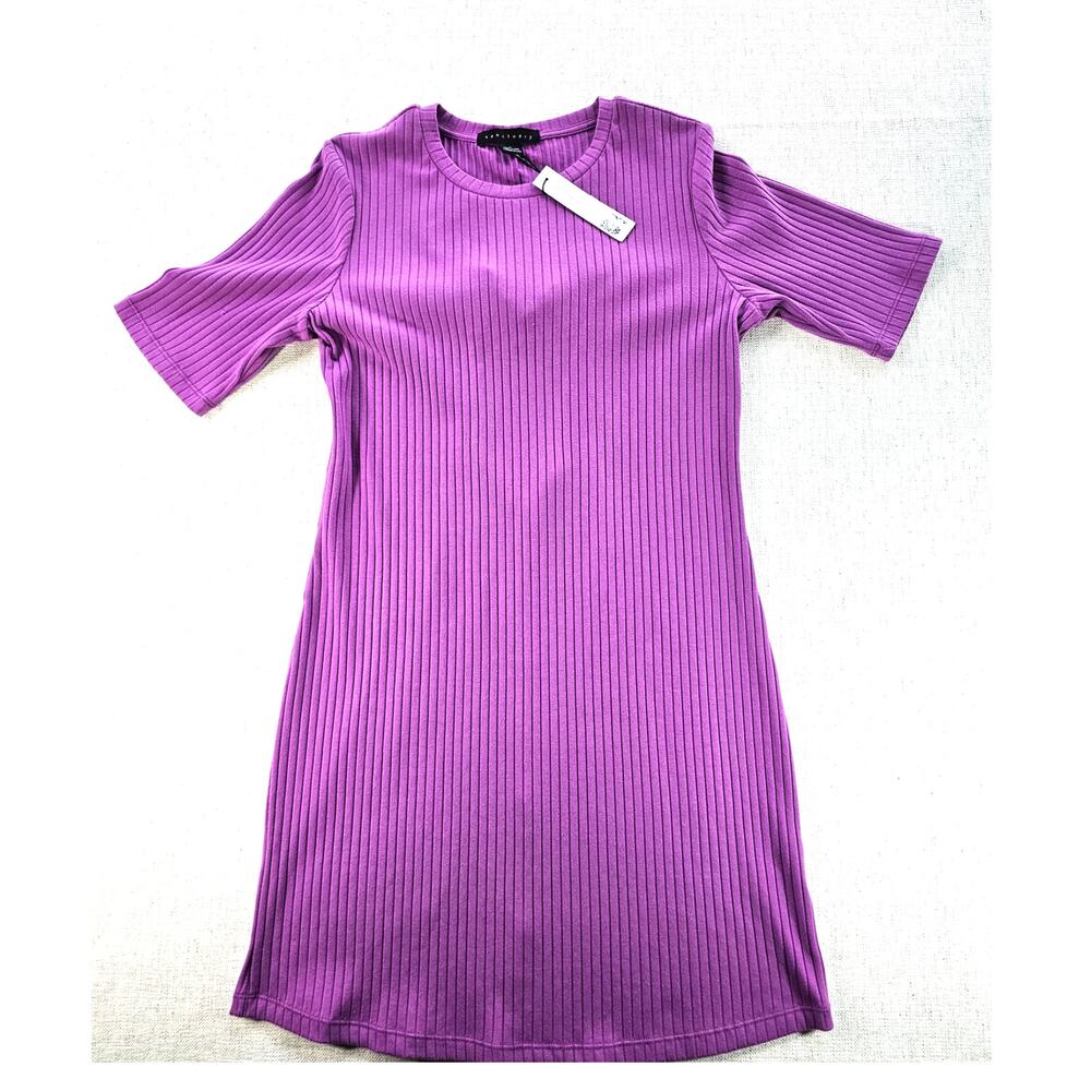 NWT Sanctuary Dusk Y2K Ribbed L Orchid Open Back Bow Mini Dress